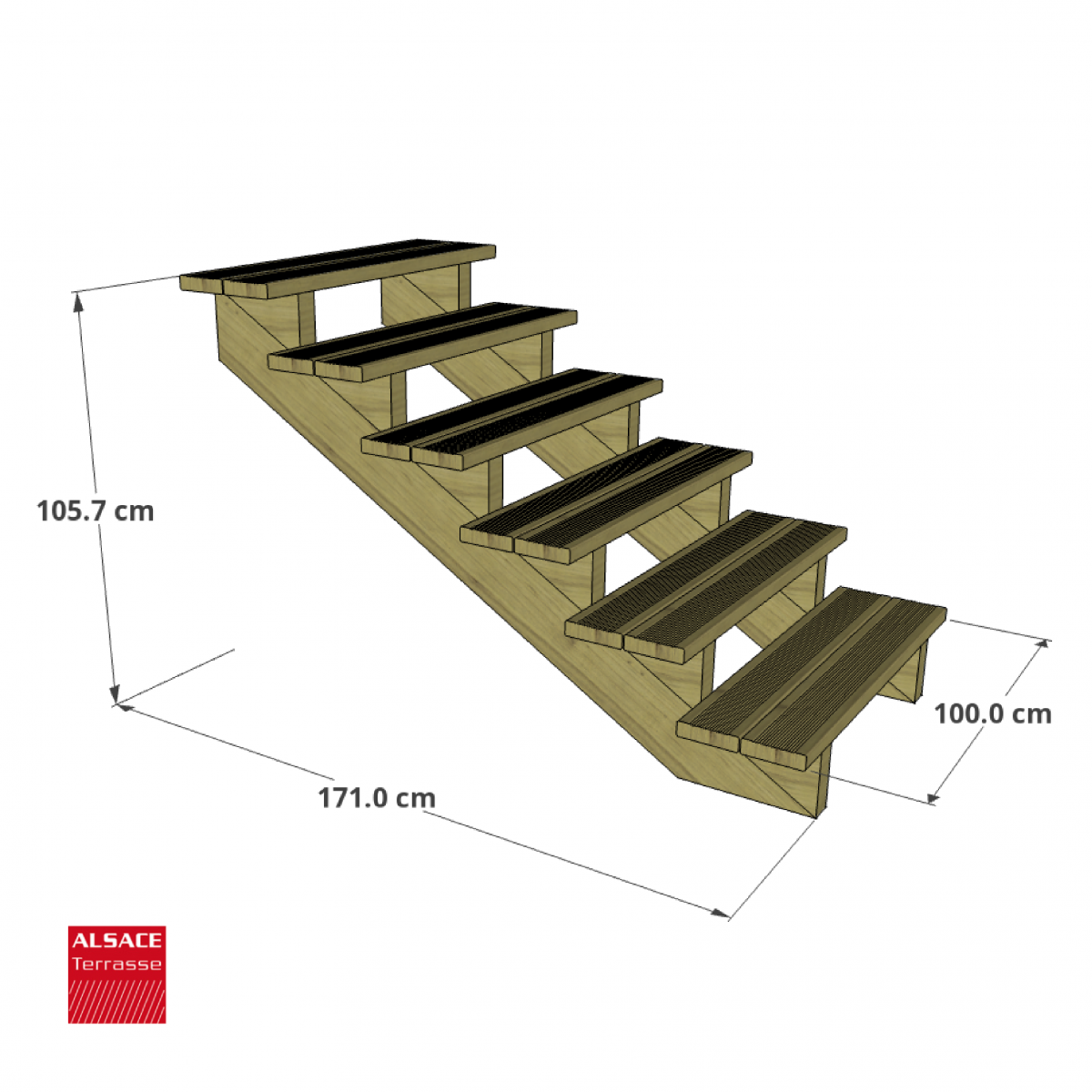 Escalier 6 marches - 100 cm de largeur